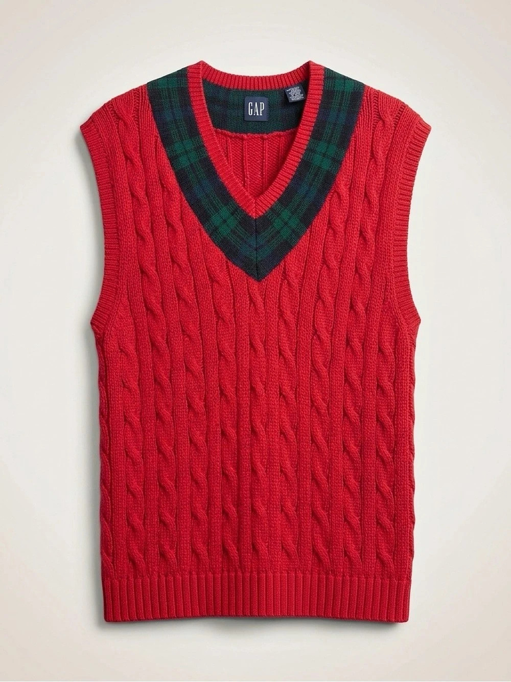 GAP Cable Knit V-Neck Sweater Vest in Pink Size XL